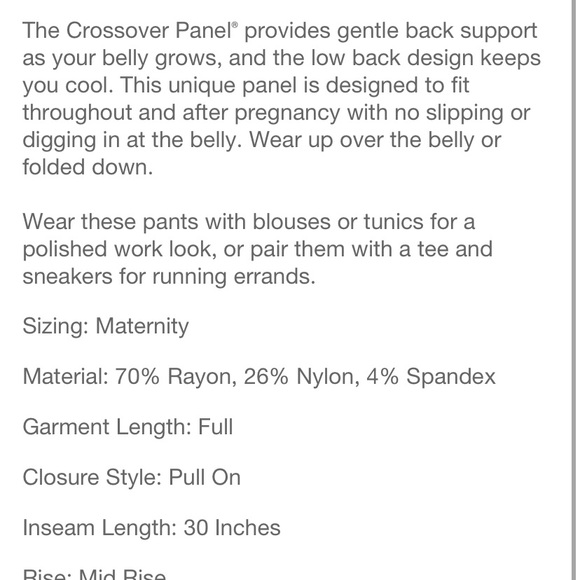 NWT✨ Isabel Maternity Crossover Panel Pants - Picture 5 of 6